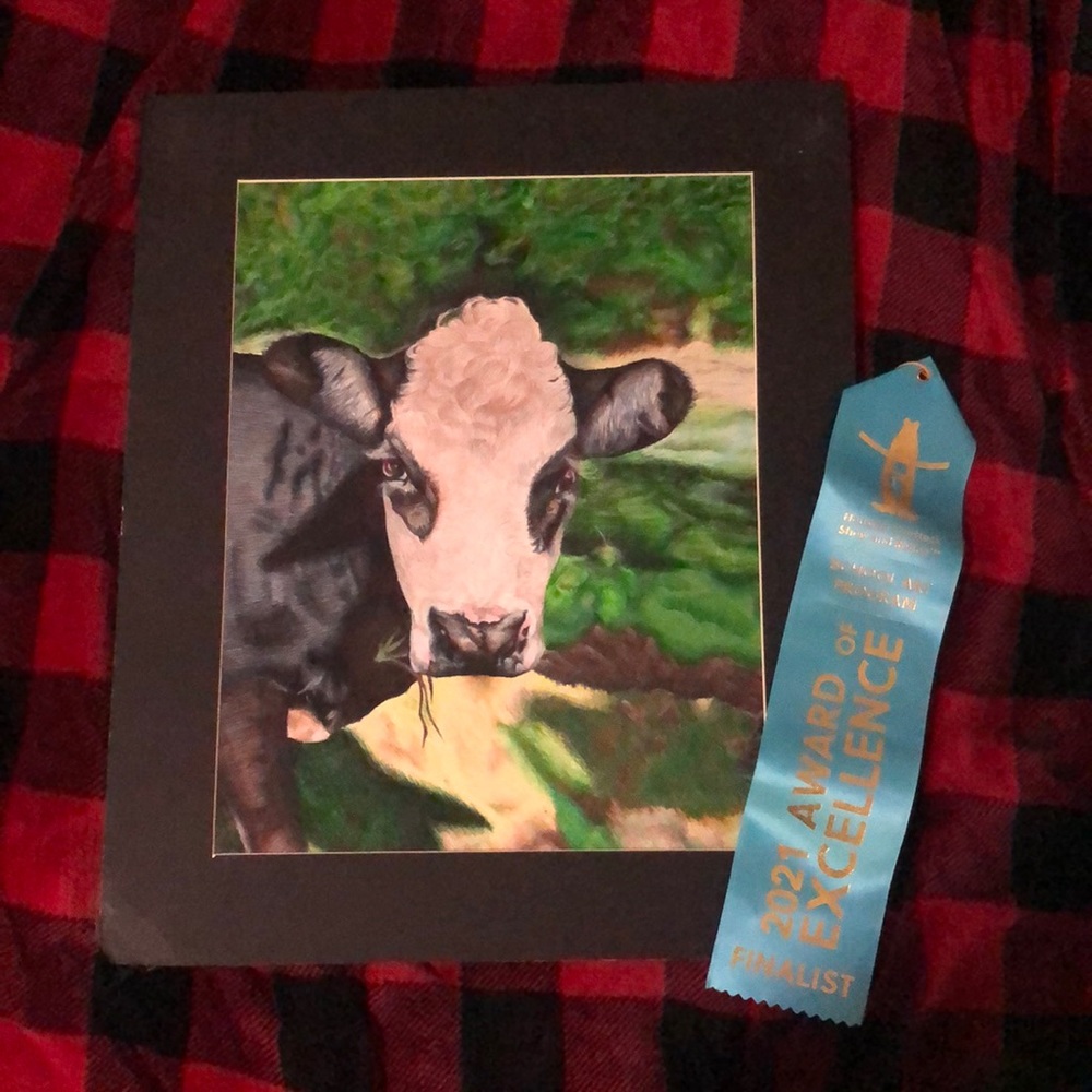 12x9 original Colored pencil drawing, matted